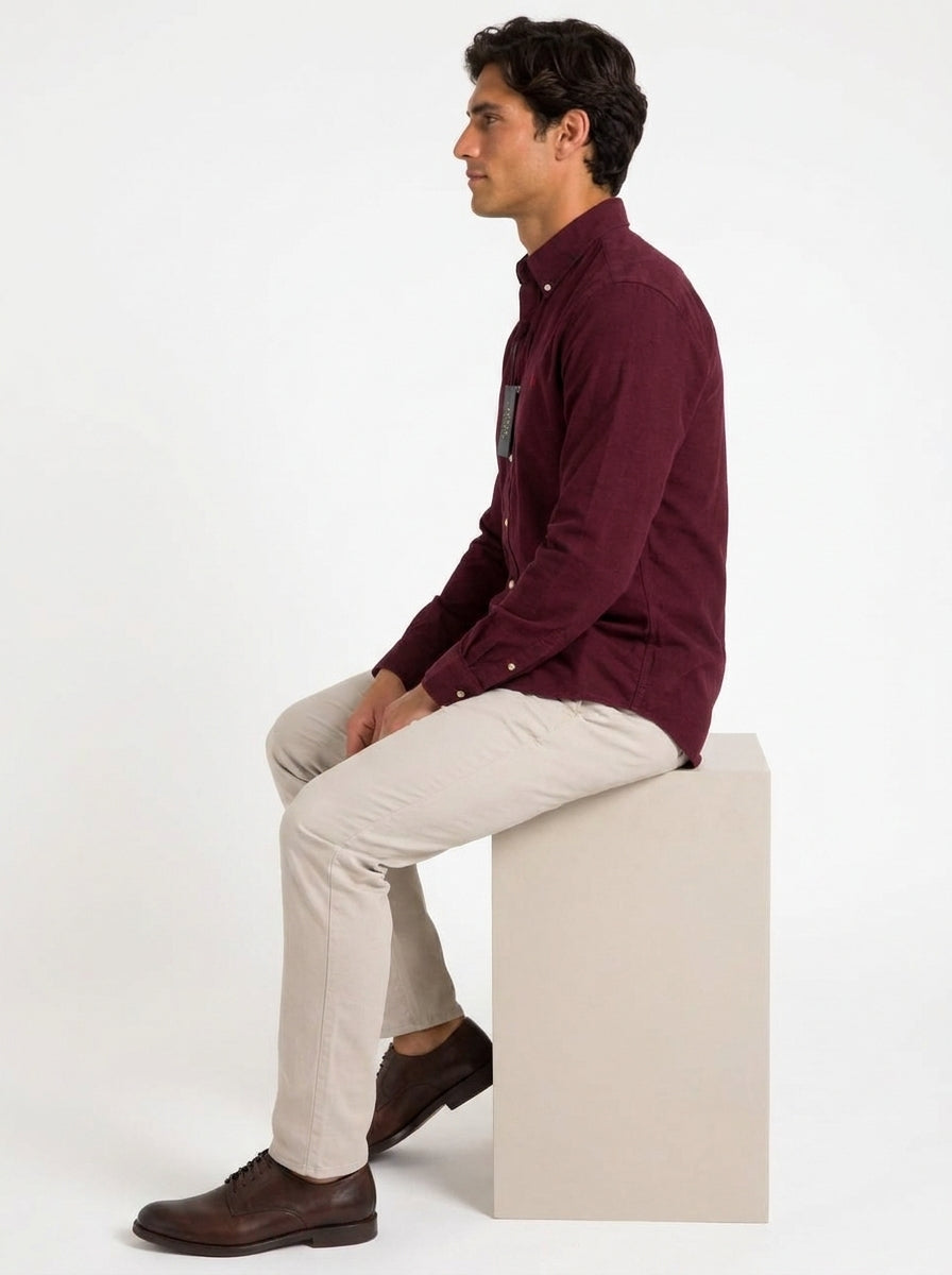 Camisa Casual -Vino Tinto
